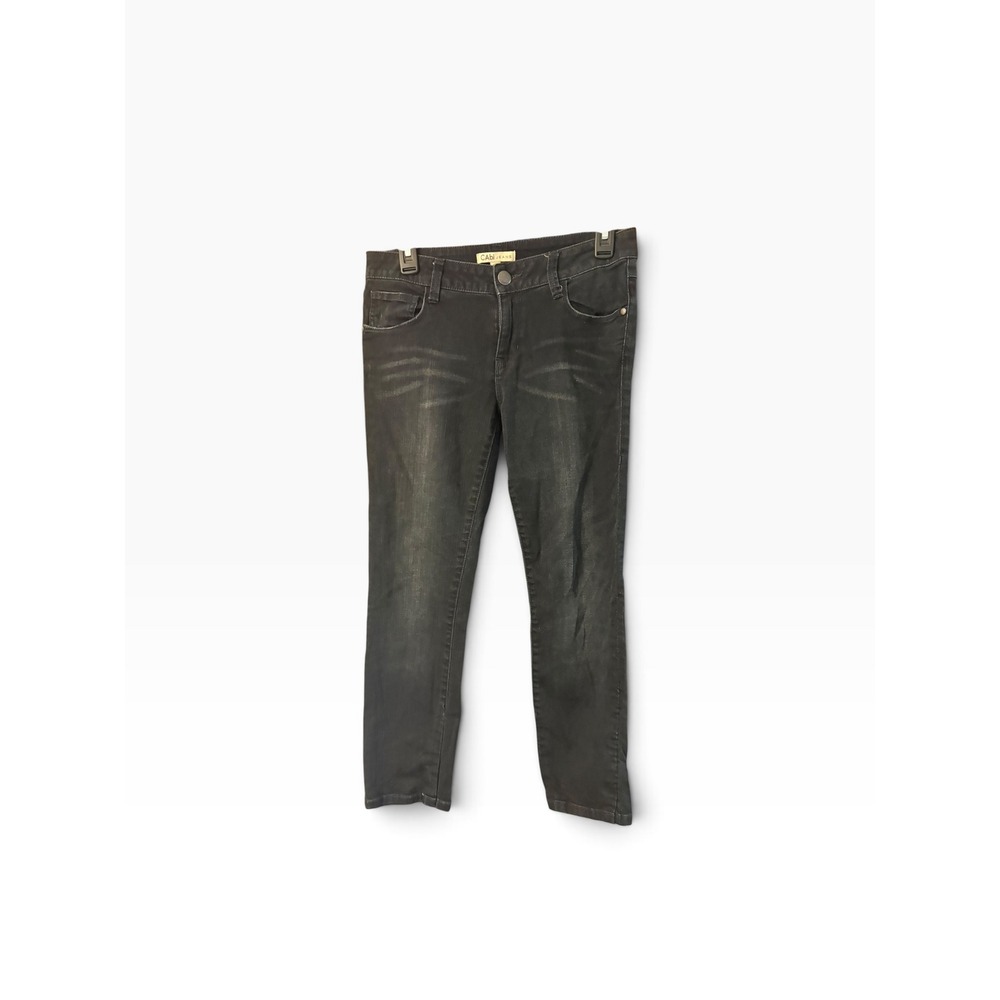 Cabi Jeans Womens 4 Dark Wash Charcoal Gray Slim Leg Denim Pants Whiskered